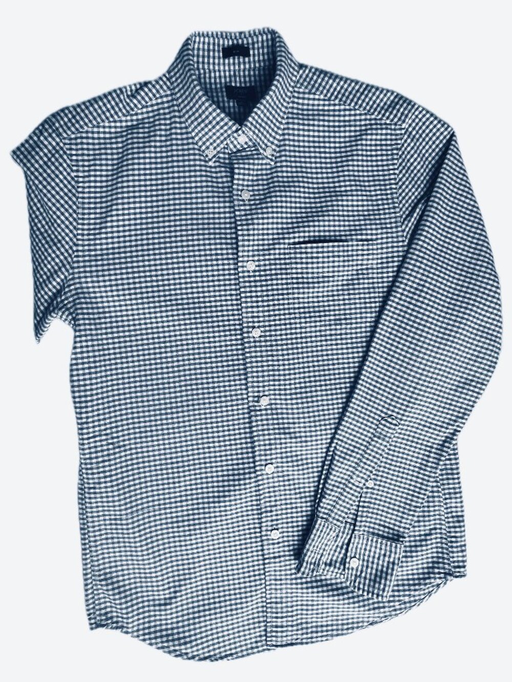 J.Crew Mens Gingham Long Sleeve Button Down Shirt Size Medium Blue White